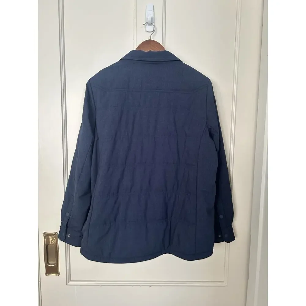 Orvis Flannel Lined Shirt Jacket Mens Size XL Navy Blue Outdoor Classic Comfort